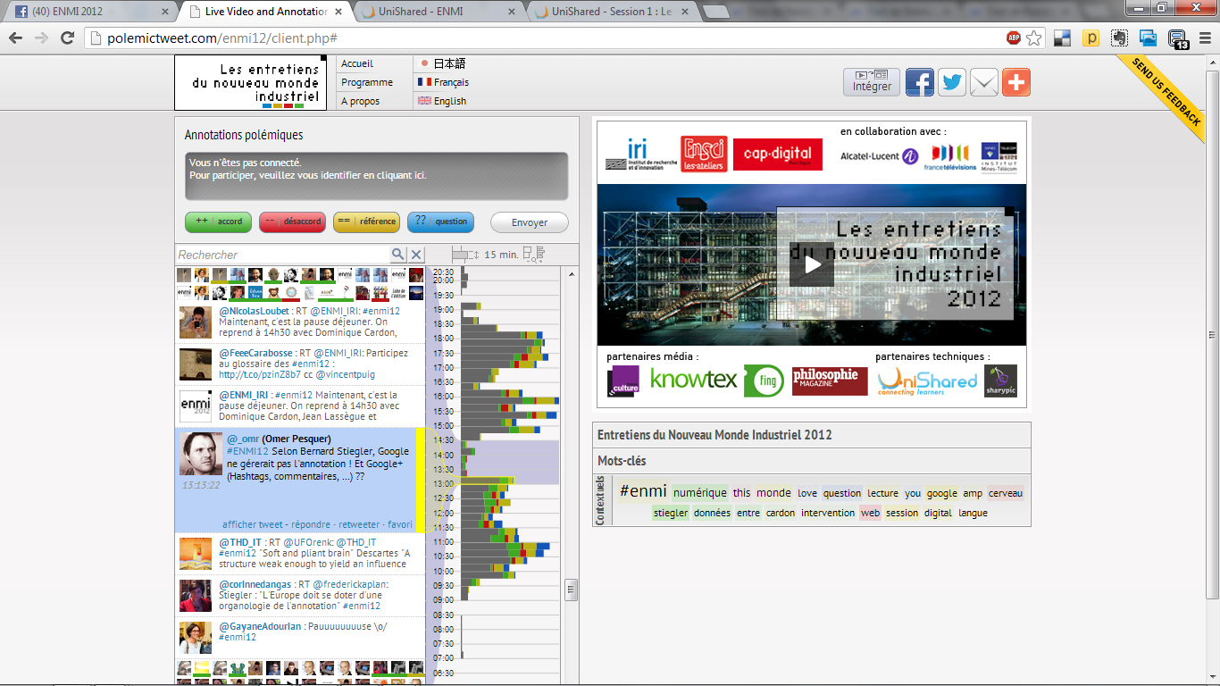 Capture d’écran de la plateforme Polemictweet lors des ENMI12